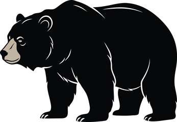 Fototapeta premium Black bear standing side view natural wildlife animal illustration vector graphic design 