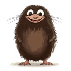 Fototapeta premium Cute cartoon character of a furry creature with big eyes and a friendly smile on a white background