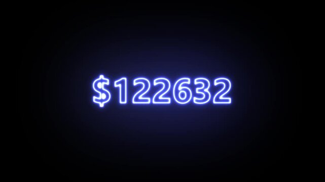 Dollar sign namber wealth counting animated video on black background. Number run quickly five lakh dollars growth amount counter animation. Text number increase motion graphics 0 to 500000 digit.