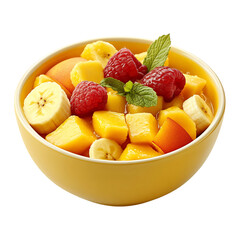 Modern Sunrise Bowl Warm Fusion of Peach Banana and Fruit with Rass Isolated on Transparent Background