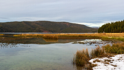 The Newberry Crater in Newberry National Volcanic Monument is home to the twin crater lakes of Paulina Lake and East Paulina Lake, La Pine, Oregon. © TSchofield