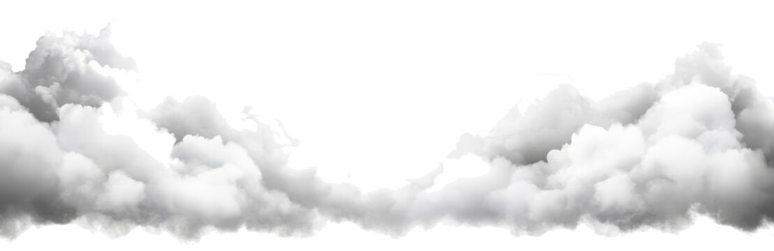 Fluffy Clouds on White Background, Ideal Sky Texture