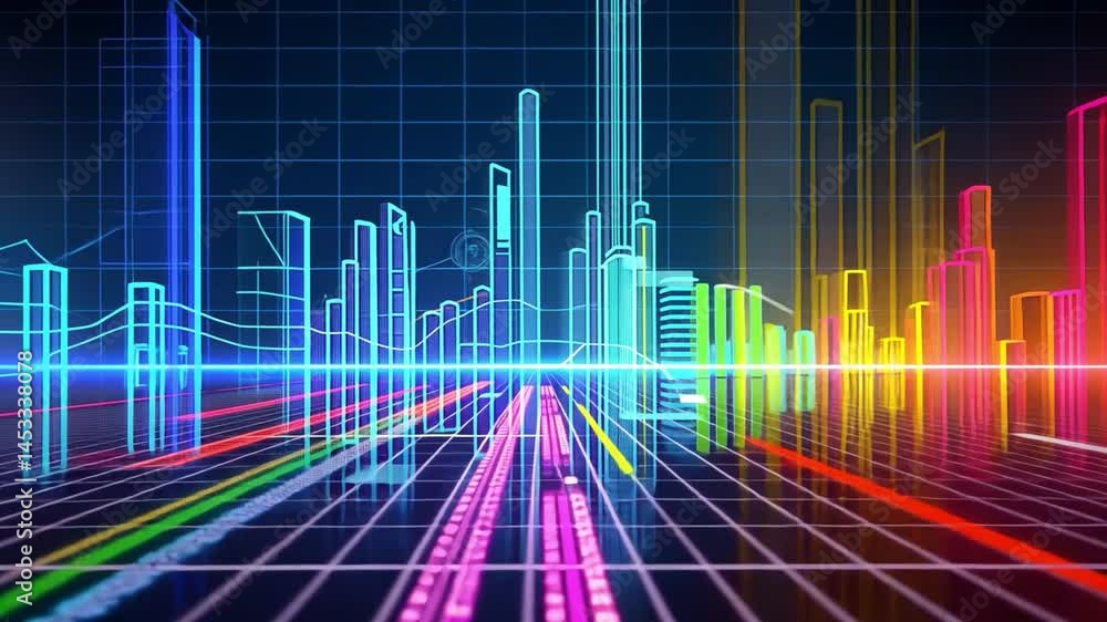 Aufkleber colorful digital data visualization modern graphs and charts showcasing statistics and financial tre