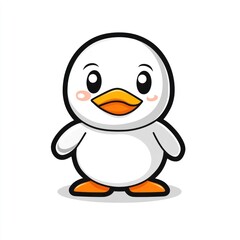 Obraz premium Cute Cartoon Duck Character with Orange Beak, Playful Expression, Suitable for Children's Projects and Illustrations