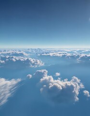 Fototapeta premium Crisp, cloudless azure sky with scattered cirrus clouds, high altitude, freedom, peace, panoramic