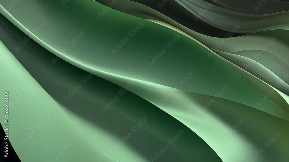 Poster smooth, flowing green waves create serene and calming abstract background, showcasing gentle texture