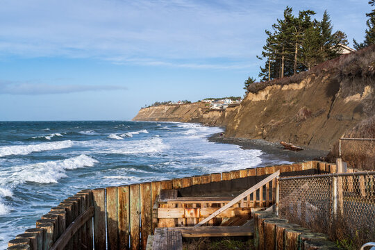 Waves roll ashore at Libbey Beach Park, Whidbey Island, WA.