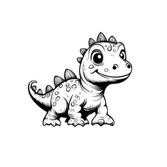 Obraz premium Playful Cartoon Dinosaur Character with Smiling Face, Cute Features, and Friendly Expression, Ideal for Children's Themes or Illustrations