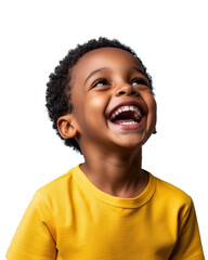 Happy child laughing joyfully with bright expression