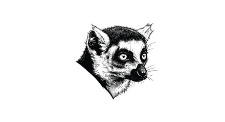 Obraz premium Lemur face illustrations showing six different facial expressions in detailed black and white vector style 