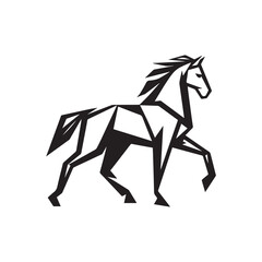Origami Horse Logo – Minimalist Black and White Geometric Design