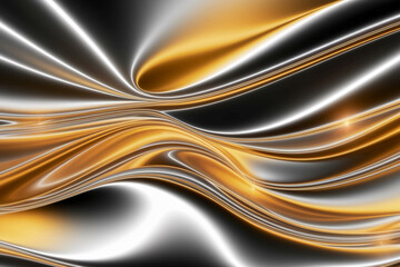 Premium liquid metal textures Metallic fluid texture in gold and silver wave, luxury abstract background with metallic fluid texture, seamless shine of metallic fluid texture