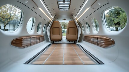 Spacious and Elegant Interior of a Private Jet with Modern Design