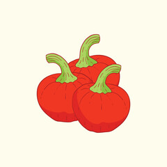 Cherry pepper vegetables flat design cartoon illustration