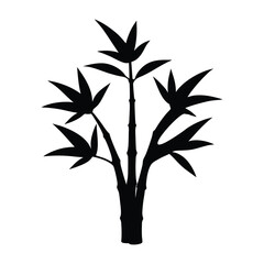 Bamboo Tree Vector Silhouette Icon, Asian Inspired Plant Symbol for Nature, Zen,