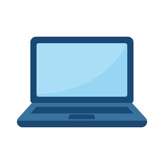 Minimalist Blue Laptop Icon. Modern Flat Tech Illustration