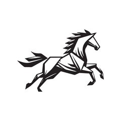 Origami Horse Logo – Minimalist Black and White Geometric Design