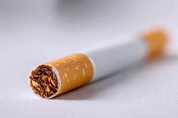 Obraz premium Cigarette Smoking Action Urban Environment Product Close-Up Indoor Setting Focused Viewpoint on Tobacco