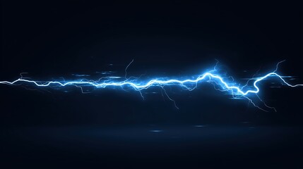 Electric blue lightning bolts with dynamic thunder strikes on dark backdrop, high-voltage energy concept illustration with vivid electric discharge effects and glowing plasma currents, sharp vector de