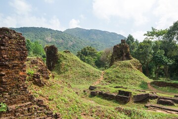 Exploring the Majestic Ancient Temple Ruins Hidden Deep Within Jungle Vegetation. My Son, Vietnam.