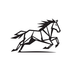 Origami Horse Logo – Minimalist Black and White Geometric Design