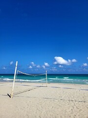 beach volleyball net on beach