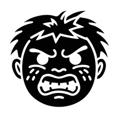 Angry Cartoon Face, Furious Expression, Black Silhouette