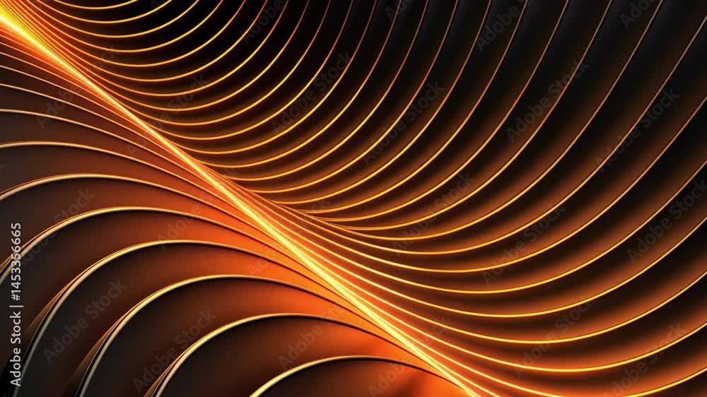 Poster vibrant abstract design with flowing orange and black lines creates dynamic sense of movement and de
