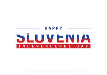 Happy Independence of Slovenia on a white background, Vector design of Independence Day of Slovenia, Typographic Design of Slovenia National Day, Flag typography of Slovenia