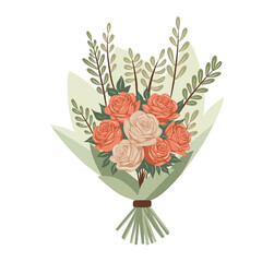Bouquet of Peach and White Flowers