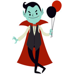 Cute Halloween Vampire Character. Vector Illustration in Cartoon Style.