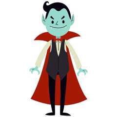 Cute Halloween Vampire Character. Vector Illustration in Cartoon Style.