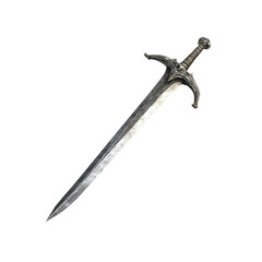 Ornate Medieval Fantasy Sword, Isolated on Black Background
