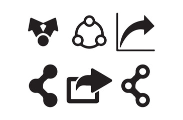 Black Share icons buttons collection. Share icon buttons set isolated. Share arrow, link, connection icon. Vector Illustration eps 10