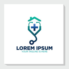 home and medical logo design concept, Stethoscope logo design, health icon design