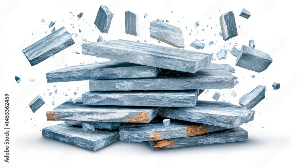 Poster destruction of concrete blocks construction site image abstract aerial view fragmentation concept