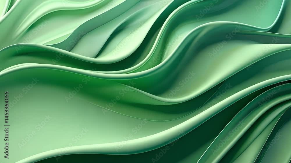Poster serene and calming abstract design smooth green waves flowing with elegant texture and gentle curves