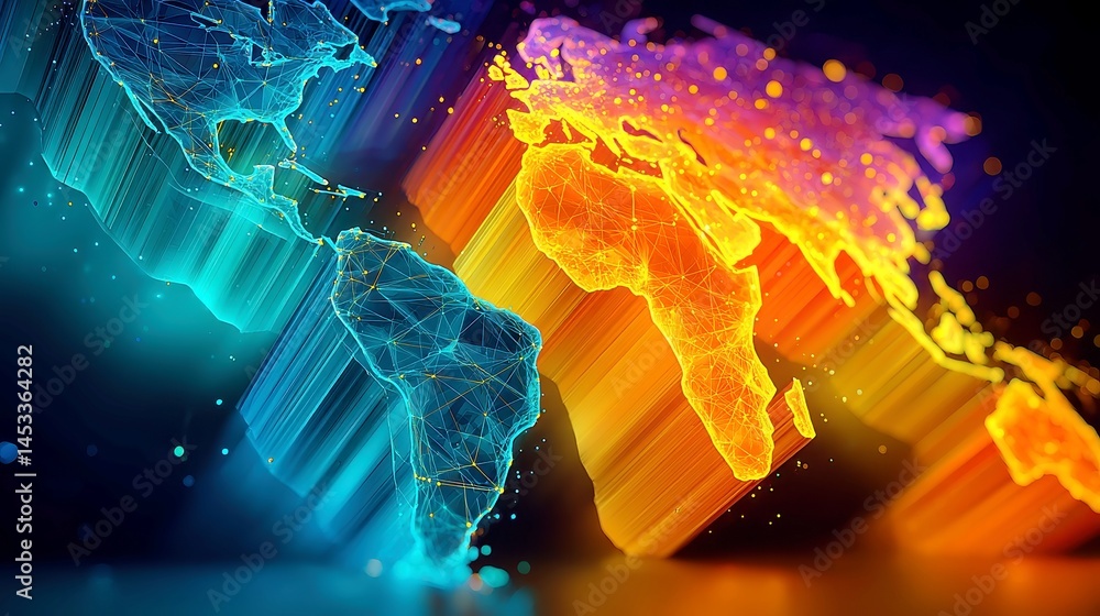 Aufkleber global shipping dynamics, an animated map illustrating international trade routes with container shi