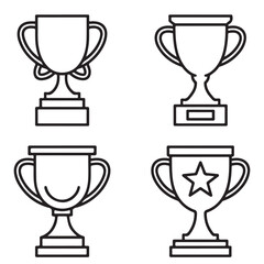 set of black various father's day trophy icon silhouette vector illustration