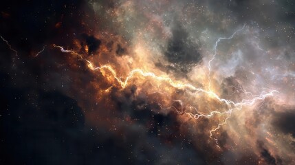 Obraz premium Electric Storm Within Nebula with Cosmic Lightning