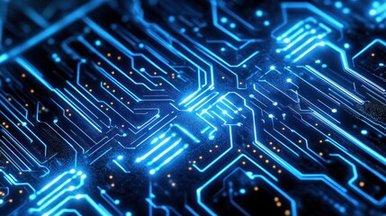 Obraz premium Glowing blue circuit board pattern