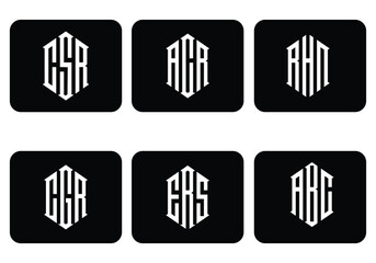 Obraz premium monogram logo set bold initials design black and white style