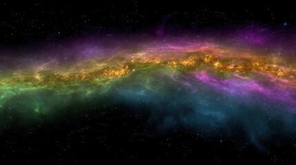 Obraz premium Rainbow-Colored Nebula Stretching Across Galaxy, Vibrant Space Gradient