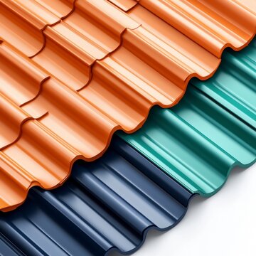 Roofing materials showcase construction site product display industrial setting close-up view building concepts