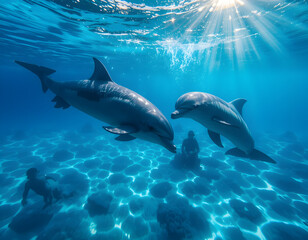 Fototapeta premium dolphins in the sea