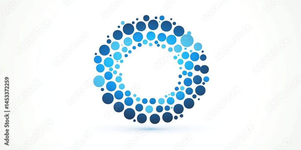 Poster abstract blue circle dots pattern design