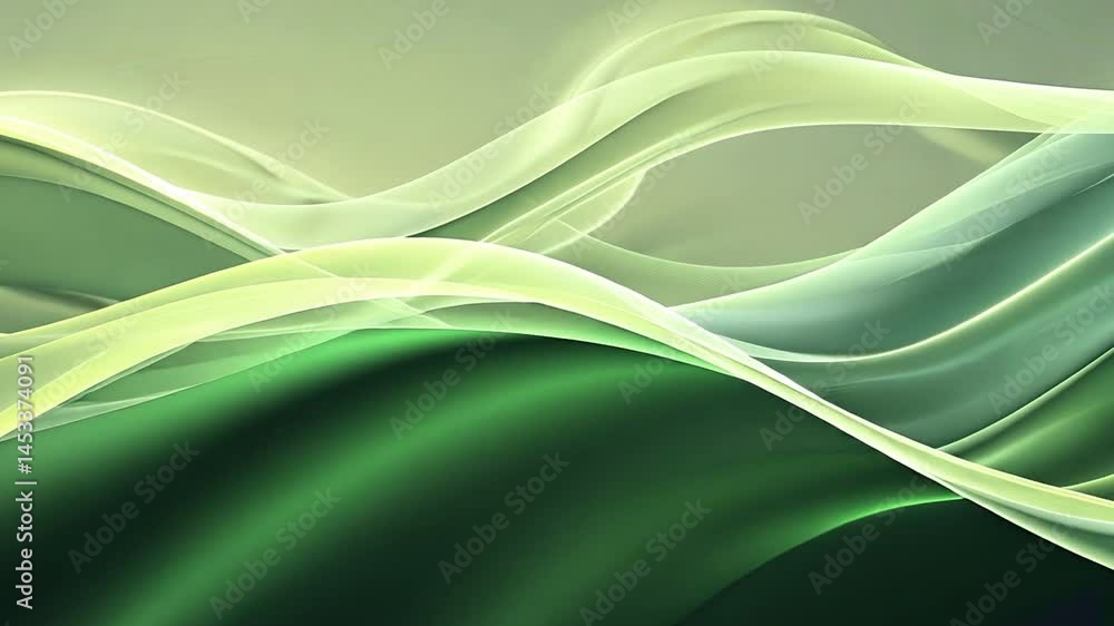 Poster elegant green waves smooth abstract design of curves and light, creating harmonious background with 