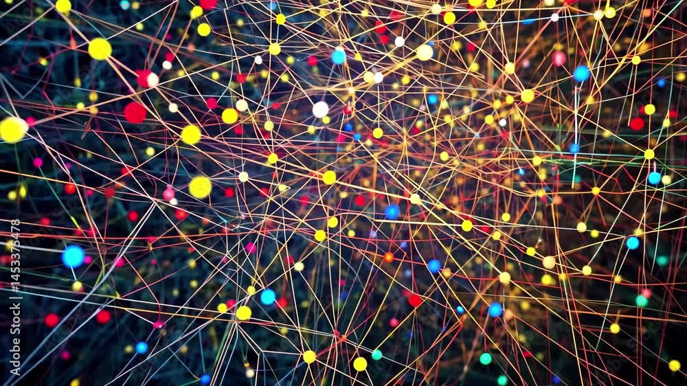 Poster understanding the complexity of data processing through a vibrant network of connections, network of