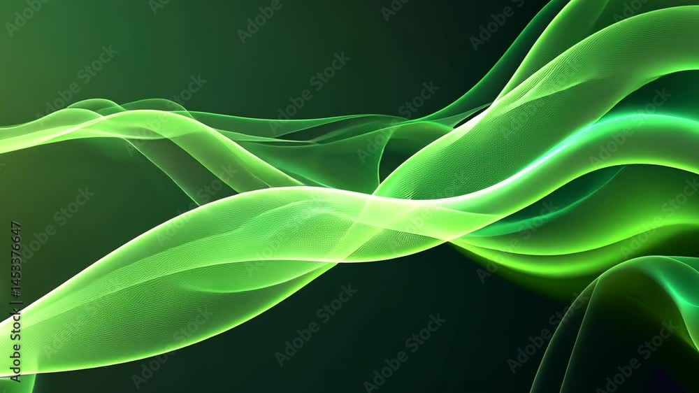 Aufkleber smooth green waves in fluid motion create tranquil background, showcasing ethereal design with soft 
