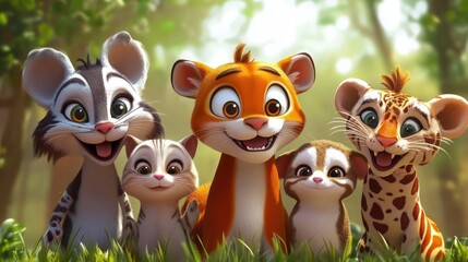 Fototapeta premium Cute jungle animals (46)
